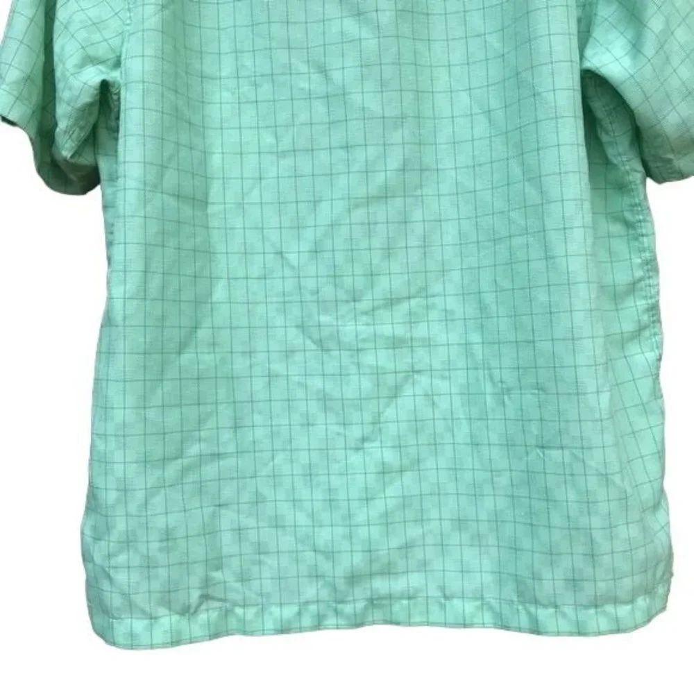 Haggar Button Down Mint Green Short Sleeve Shirt Size L